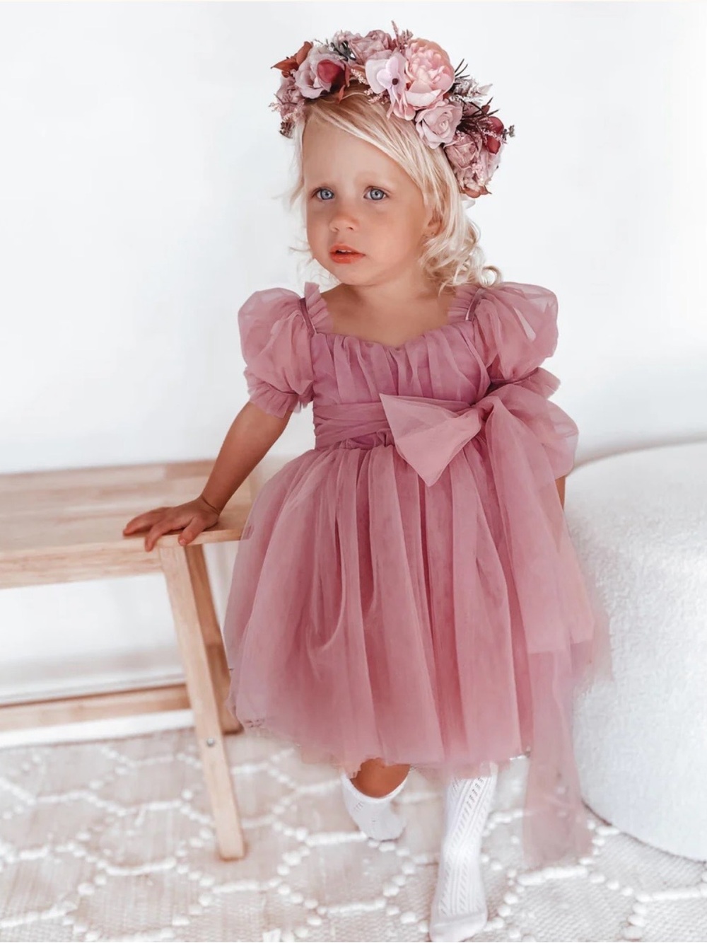 Elegant Girls Dusty Rose Pink Tulle Dress